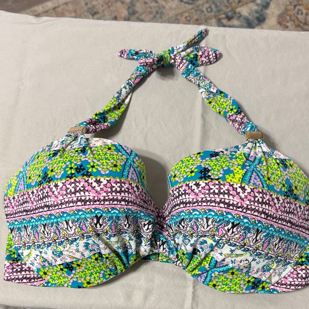 Victoria's Secret Multicolor Floral Print Halter Bikini Top